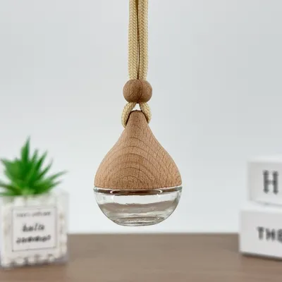 Botellas de vidrio para ambientador de coche de 6ml, en forma de lágrima y con cordón para colgar