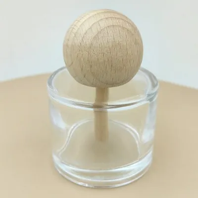 Botella redonda de vidrio para perfume de coche de 50ml con difusor de madera