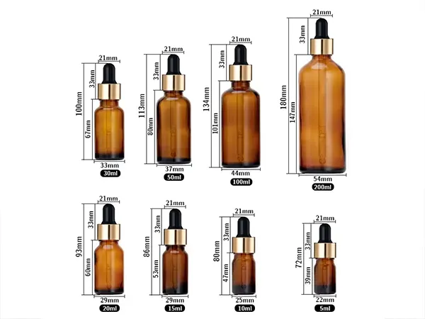 Estilos disponibles de botellas de vidrio para aceites esenciales
