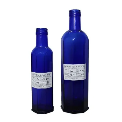 Botellas de vidrio azul para aceite de oliva (250ml / 500ml)