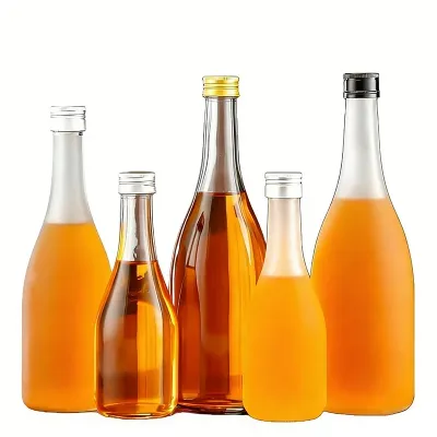 Botellas de vidrio de cuello largo para sake con tapa de rosca (125ml–1000ml)