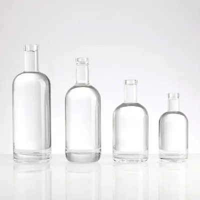 Botellas de vidrio redondas para bebidas espirituosas (100ml / 200ml / 375ml / 500ml / 750ml / 1000ml)