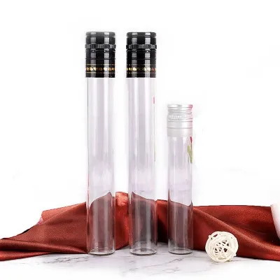 Botellas para bebidas espirituosas de vidrio de alto borosilicato estilo tubo (50ml / 100ml)