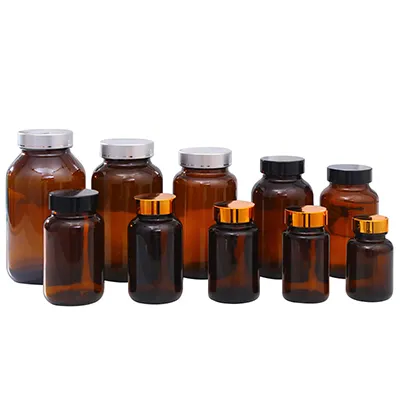 Botellas de vidrio para suplementos de salud (Frascos de boca ancha)