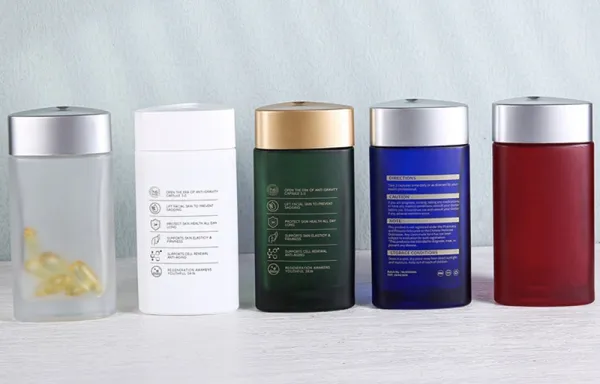 Botellas de vidrio para suplementos de salud (Frascos de boca ancha)