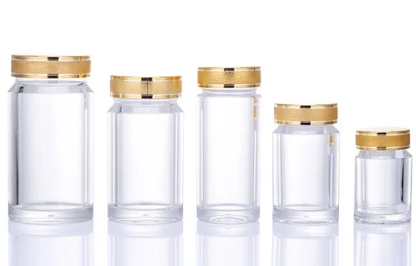 Botellas de vidrio para suplementos de salud (Frascos de boca ancha)