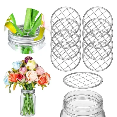 Tapas con rejilla para flores para frascos mason de boca regular