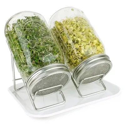 Tapas para germinar con soporte integrado para frascos mason de boca ancha